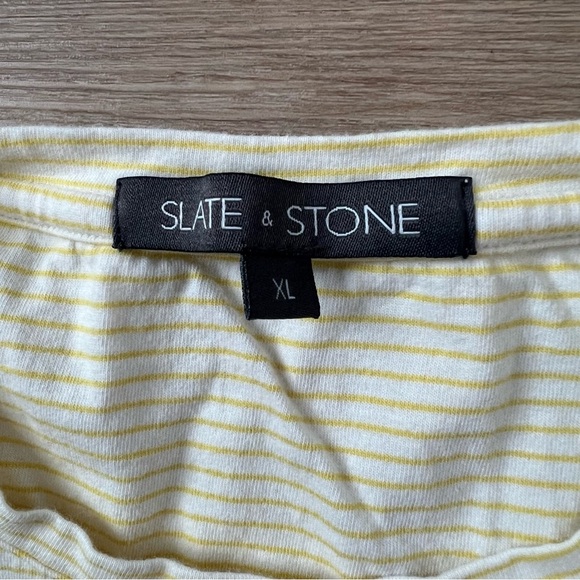 Slate & Stone Light Yellow Striped Tee size XL - Picture 3 of 3